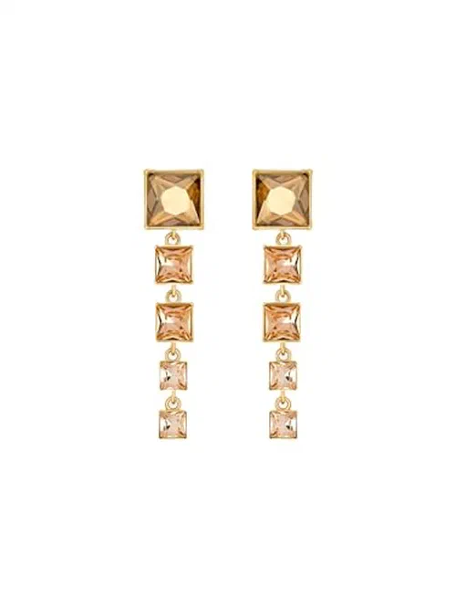 Oscar de la Renta, Square-Cut Rhinestone Drop Earrings