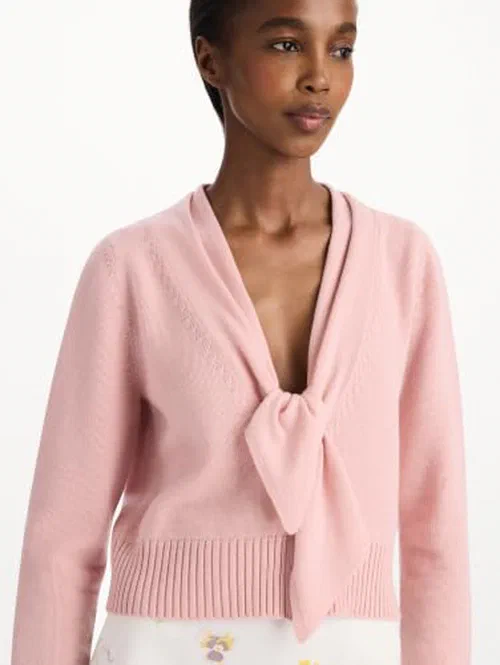 Oscar De La Renta, Tie-Neck Cardigan, M — view 3
