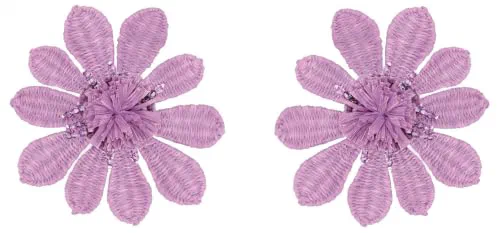 Oscar De La Renta, Woven Raffia Flower Clip-On Earrings