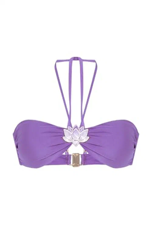 PATBO, Aurora Lycra Lotus Buckle Bikini Top Lilac, XL