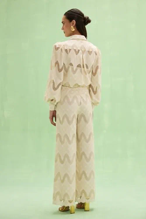 PATBO, Bertha Lace Pants Off White, 6, Off White — view 3