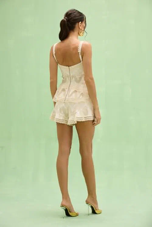 PATBO, Bertha Lace Short, 10, Off White — view 3