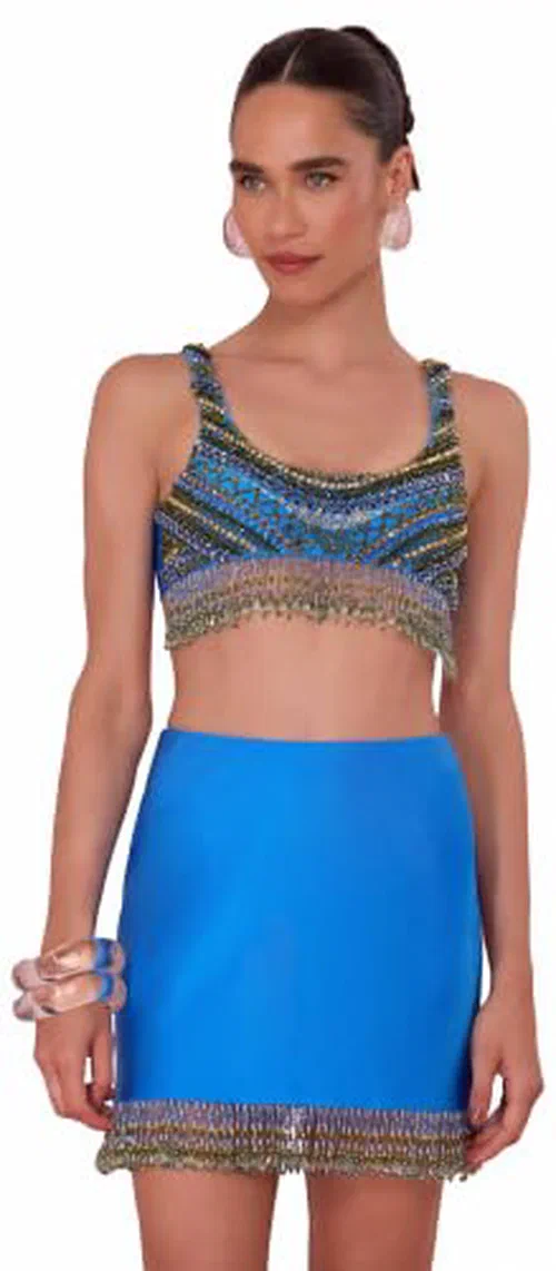 PATBO, Blue Jersey 1958 Mini Skirt