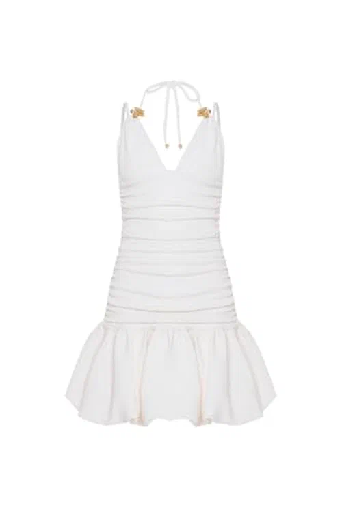 PATBO, Breeze Jacquard Slower Mini Dress, L, Off White