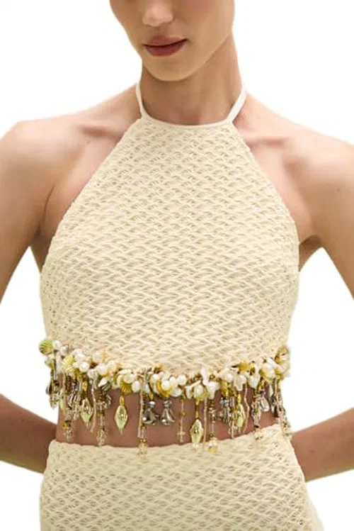 PATBO, Frida Mesh Top, XS, Off White