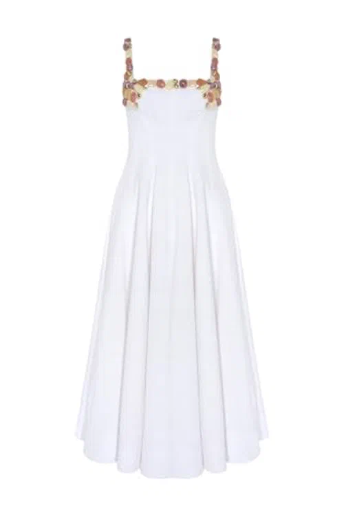 PATBO, Gabriela Linen Midi Dress, 0, Off White