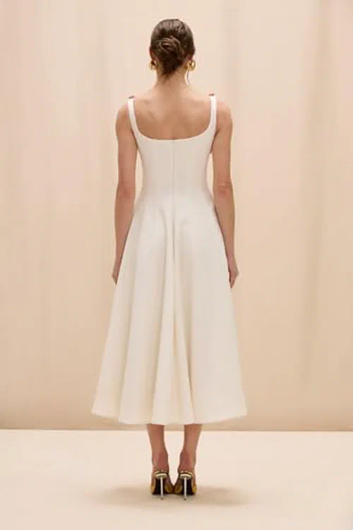 PATBO, Gabriela Linen Midi Dress, 0, Off White — view 3