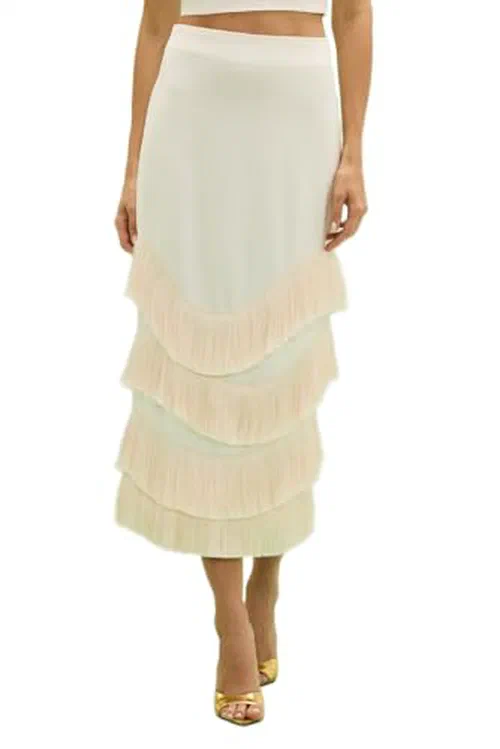 PATBO, Gabriela Linen Midi Skirt, 0, Off White