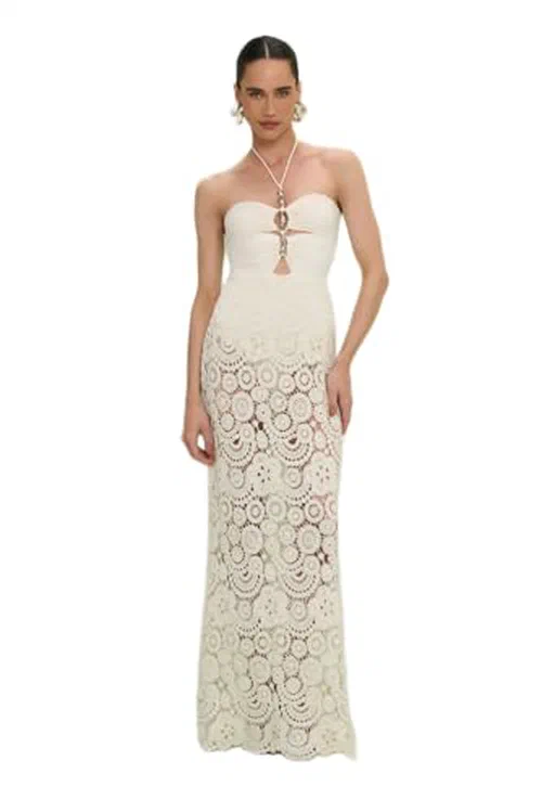 PATBO, Gal Embroidery Maxi Dress, XS, Off White