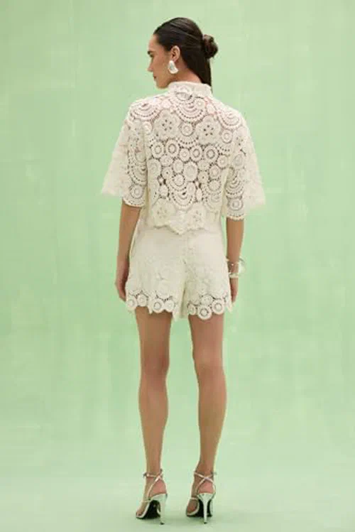 PATBO, Gal Embroidery Short, 4, Off White — view 3