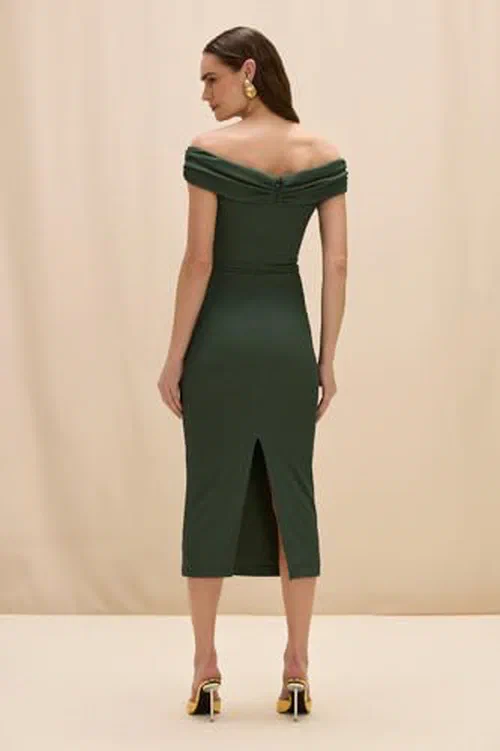 PATBO, Hilda Knit Off Shoulder Midi Dress, L — view 3