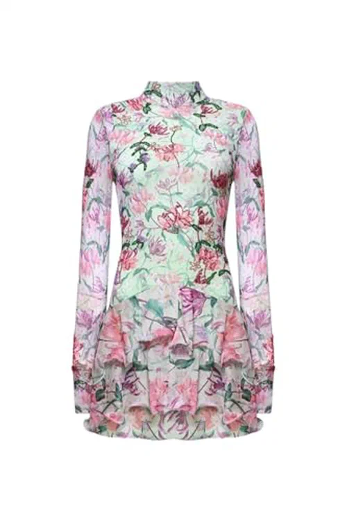 PATBO, Honey Flower Long Sleeve Mini Dress