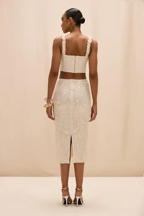 PATBO, Iara Crochet Midi Skirt, 8, Off White — view 3