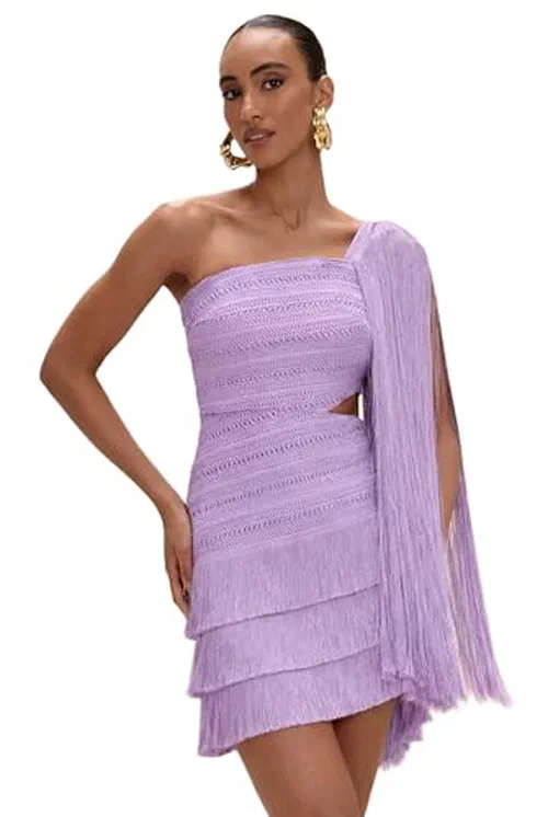 PATBO, Lila Fringe Mini Dress