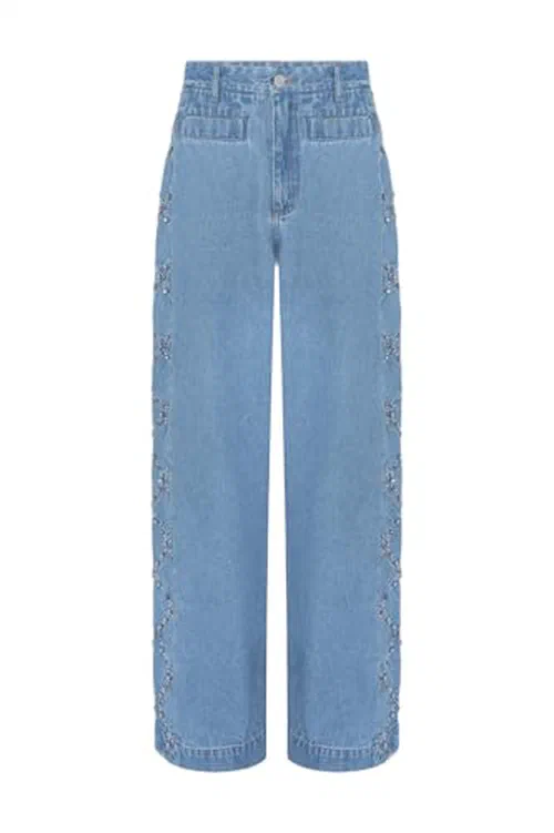 PATBO, Marina Denim Embroidered Pants