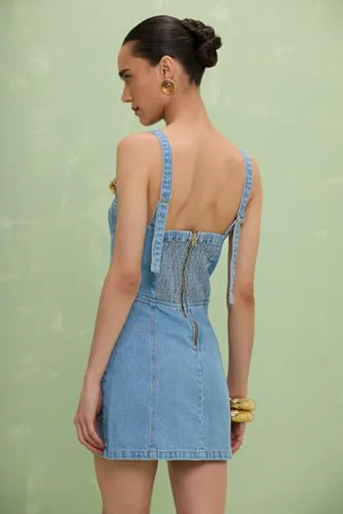 PATBO, Marina Denim Mini Dress — view 3