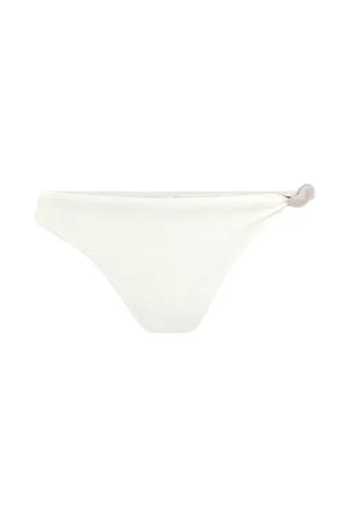 PATBO, Martina Lycra Buckle Bikini Bottom, S, Off White