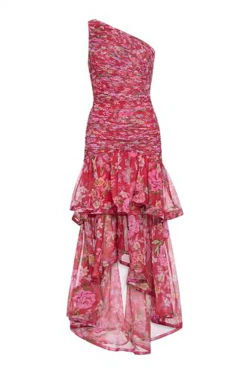 PATBO, Peony Dots Asymmetrical Maxi Dress