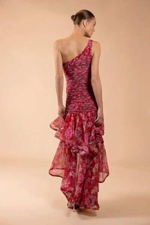PATBO, Peony Dots Asymmetrical Maxi Dress — view 3