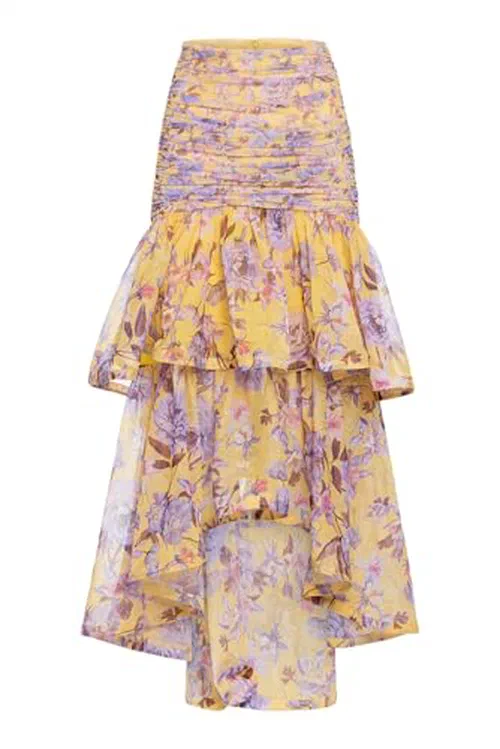 PATBO, Peony Dots Asymmetrical Midi Skirt