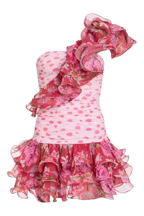 PATBO, Peony Dots Ruffle Mini Dress