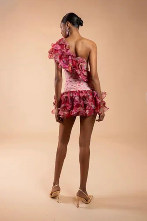 PATBO, Peony Dots Ruffle Mini Dress — view 3