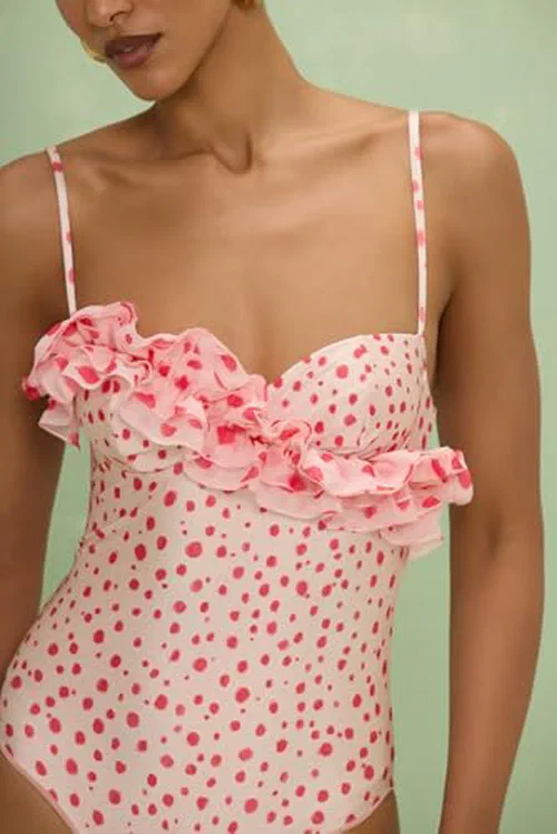 PATBO, Peony Polka Dot Bikinin Bodysuit, XL — view 3