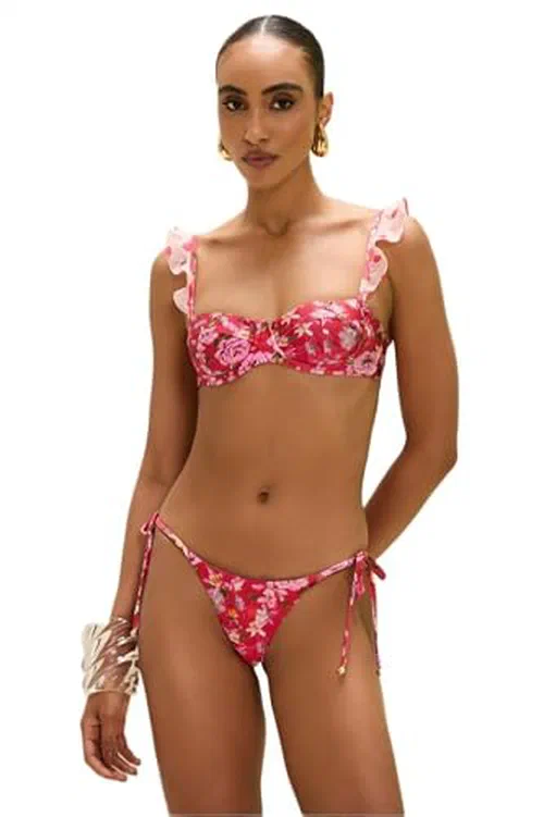 PATBO, Peony Print Lycra Bikini Bottom, XL