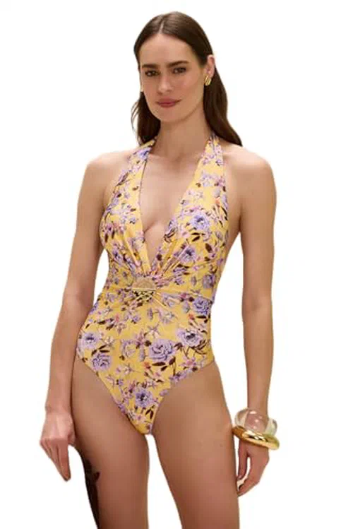 PATBO, Peony Print Lycra Bodysuit, L