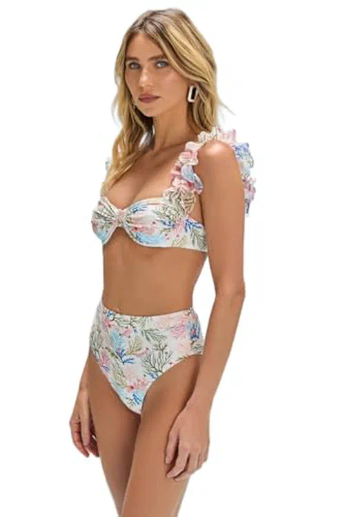 PATBO, Seaweed High Waist Bikini Bottom, L, Off White