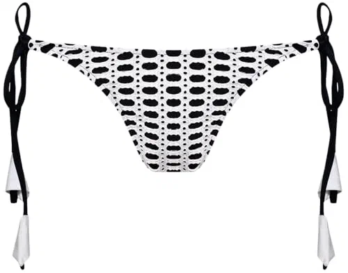 PATBO, Selene Mesh Color Block Bikini Bottom, M, Off White
