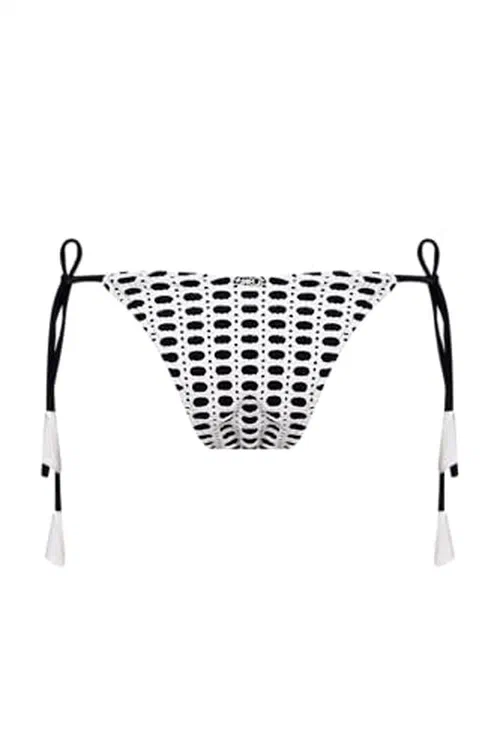 PATBO, Selene Mesh Color Block Bikini Bottom, M, Off White — view 3