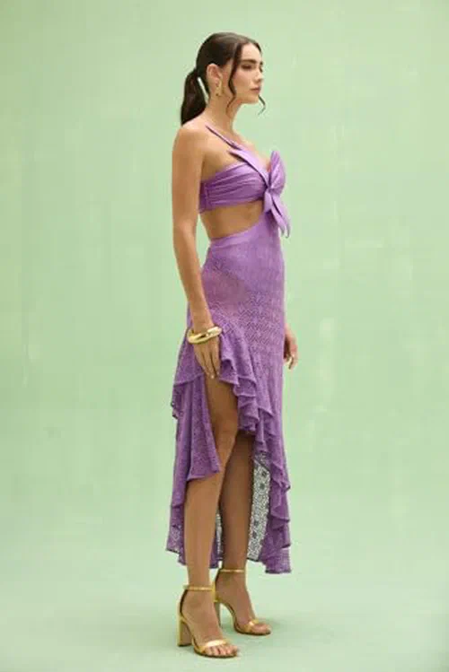 PATBO, Sirena Mesh Flower Maxi Dress, M — view 3