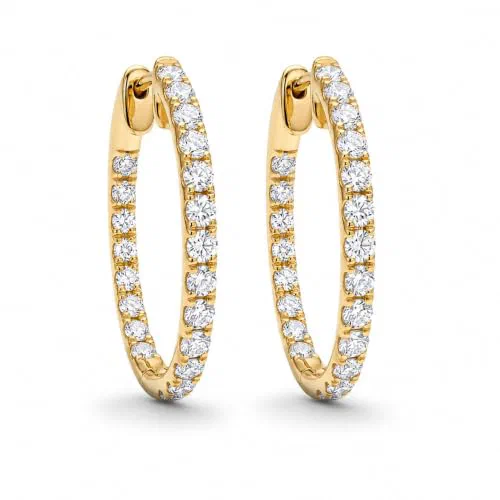Pera 1.0 Carat Diamond Hoop Earrings in 18K Gold