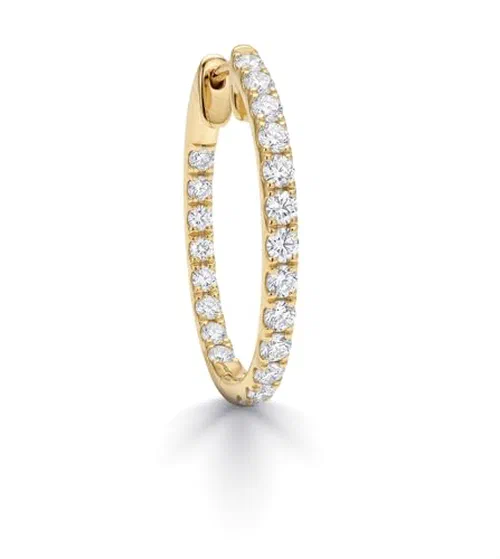Pera 1.0 Carat Diamond Hoop Earrings in 18K Gold — view 3