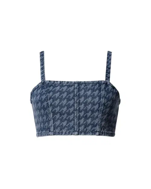 Perfect Moment, Denim Houndstooth Bralette, L