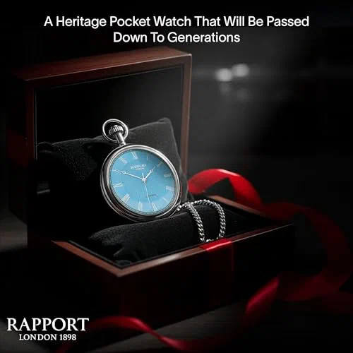 Rapport, Mechanical Open Face Pocket Watch, Ice Blue — view 3