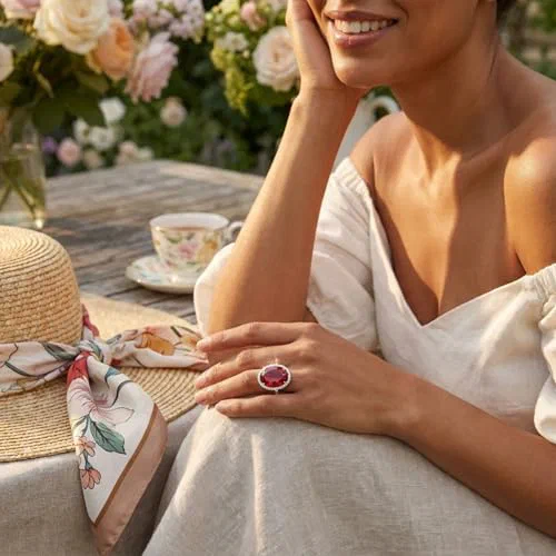 Rosé Ombre Oval 15.49 Carat Pink Brown Tourmaline Halo Ring in Platinum — view 3