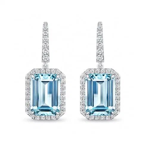 Sea of Light 18K White Gold Emerald-Cut Diamond Drop Earrings