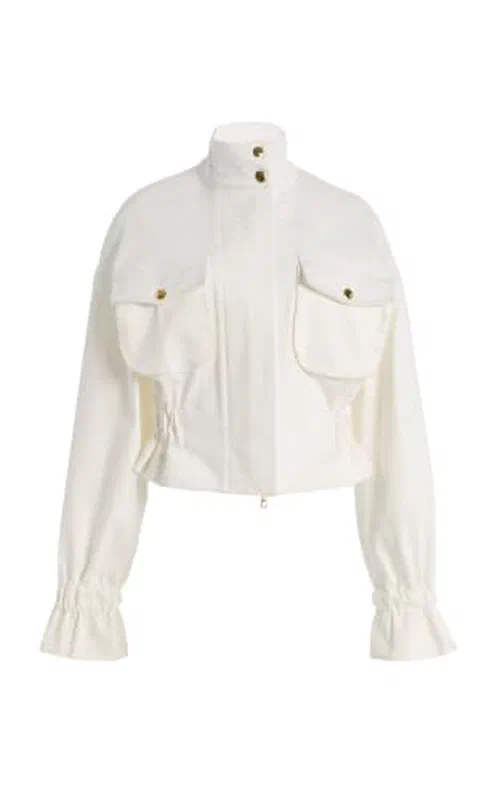 Sergio Hudson, Cropped Silk Faille Utility Jacket, S