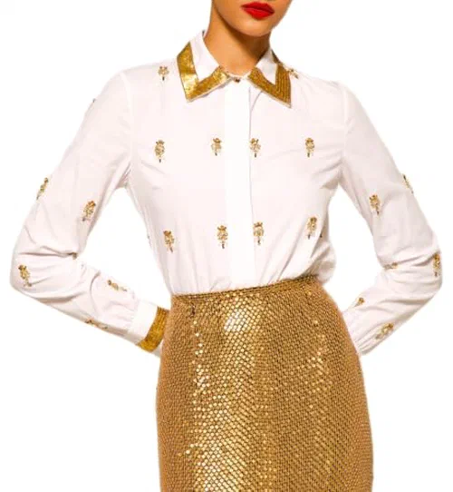 Sergio Hudson, Hand Embroidered Button Down Blouse