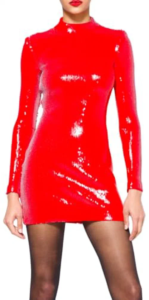 Sergio Hudson, Mock Neck Sequin Mini Dress