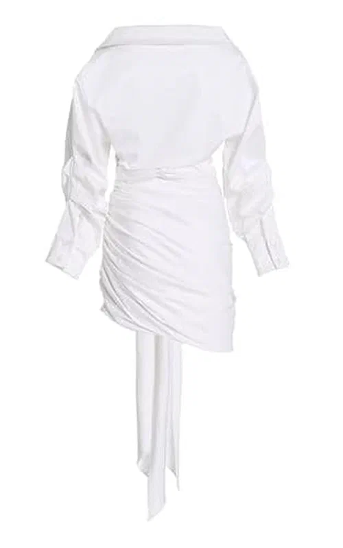 Sergio Hudson, Ruched Cotton-Tie Shirt Dress — view 3