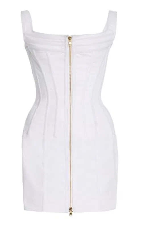 Sergio Hudson, Topstich Corset Denim Mini Dress