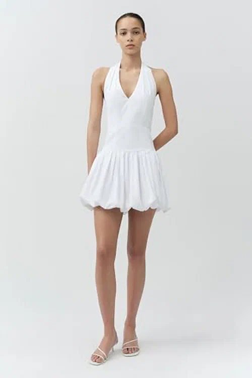 SIMKHAI, Brooke Cotton Halter Mini Dress — view 3