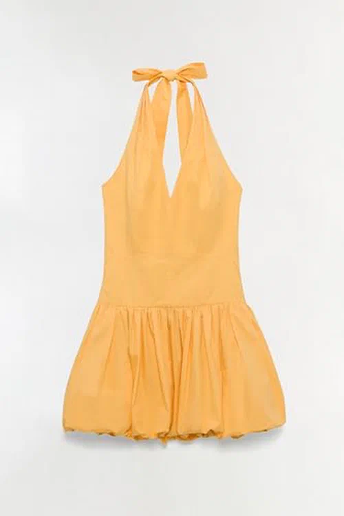 SIMKHAI, Brooke Cotton Halter Mini Dress