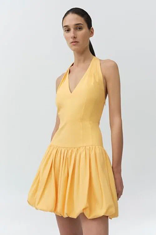 SIMKHAI, Brooke Cotton Halter Mini Dress — view 3