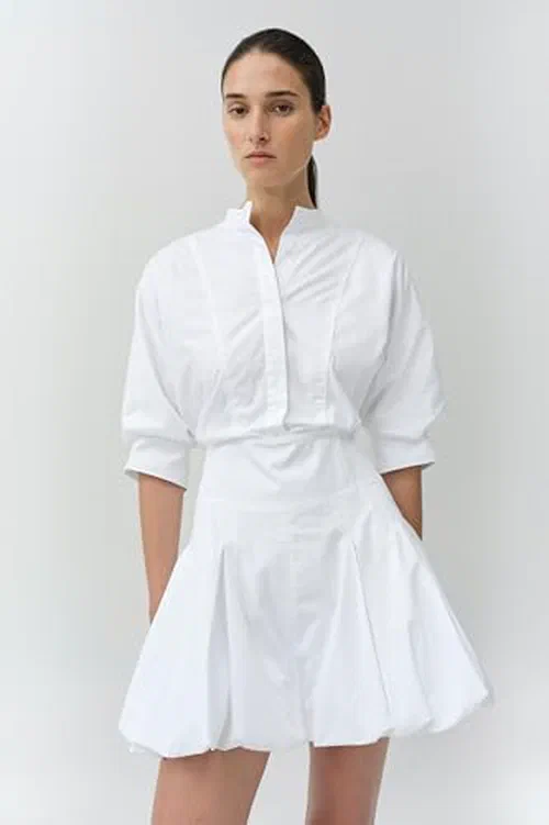 SIMKHAI, Effie Cotton Bubble Mini Dress — view 3