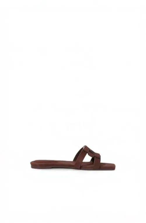 Simkhai Monogram Suede Flat Slide