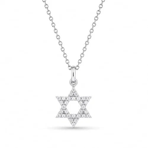 Star of David 0.12 Carat Diamond Necklace in 18K White Gold